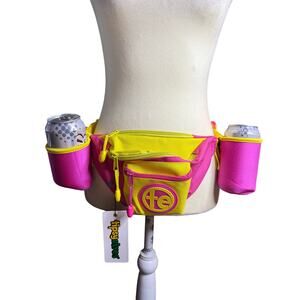 Tipsy Elves Pink Lemonade Fanny Pack With Drink Holder, Retro Neon, NWT